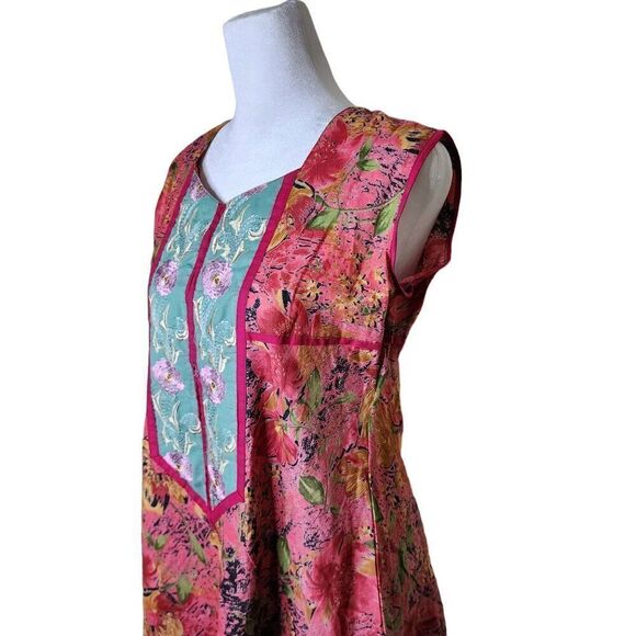 Vintage 90s Sleeveless Boho Sundress Womens Size XL Red Pink Floral - Picture 2 of 6
